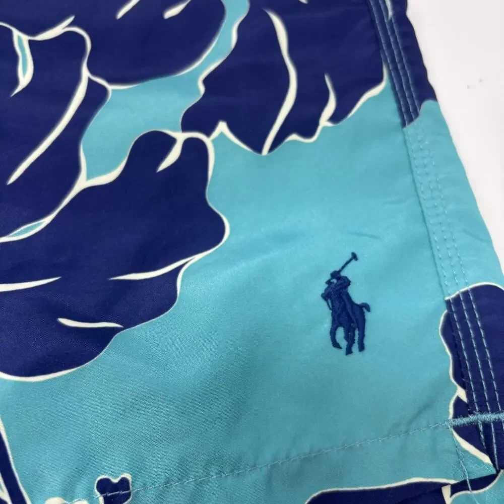 Polo Ralph Lauren Mens XL Blue Drawstring Floral Pattern Board Shorts
